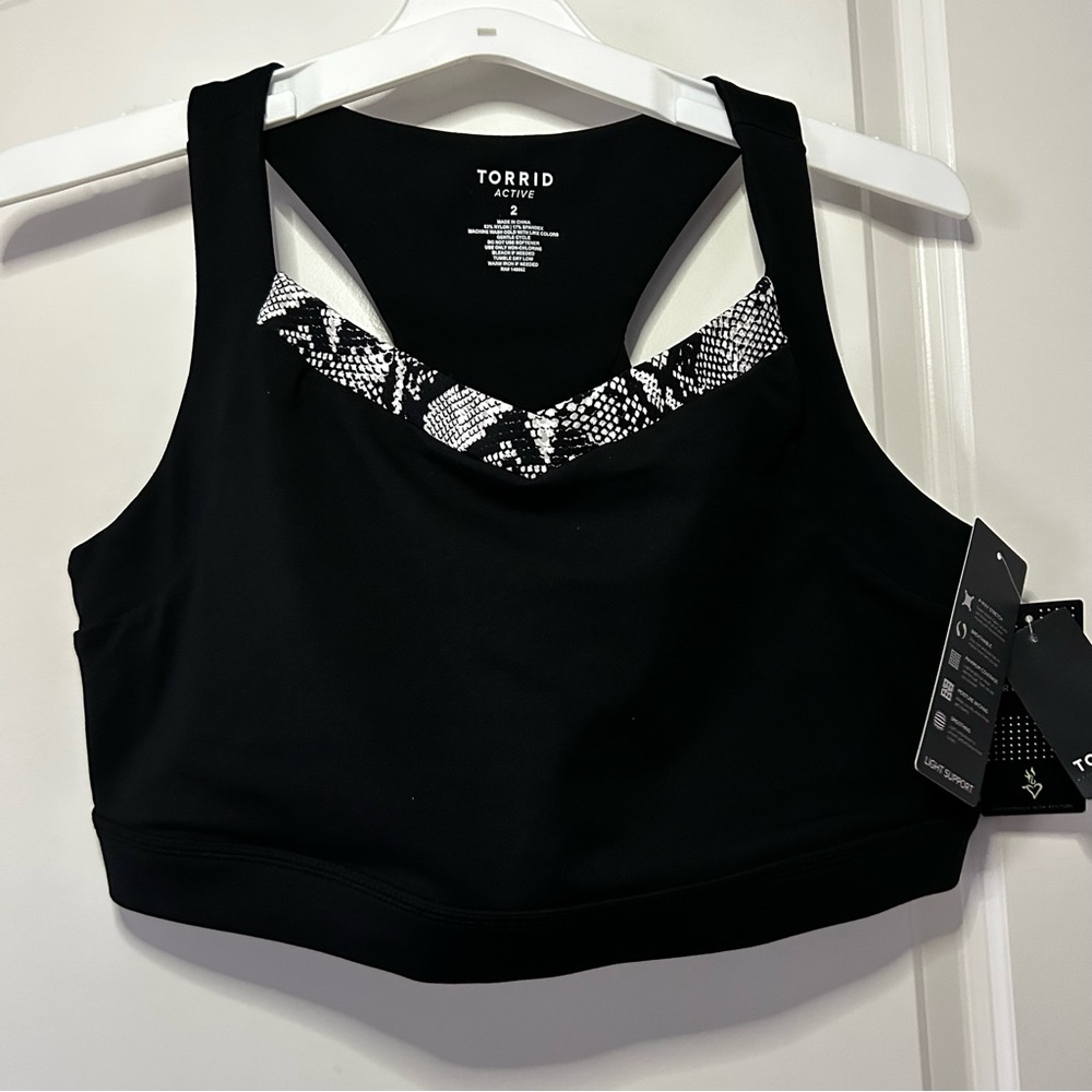Torrid plus size black snake print active sports bra top